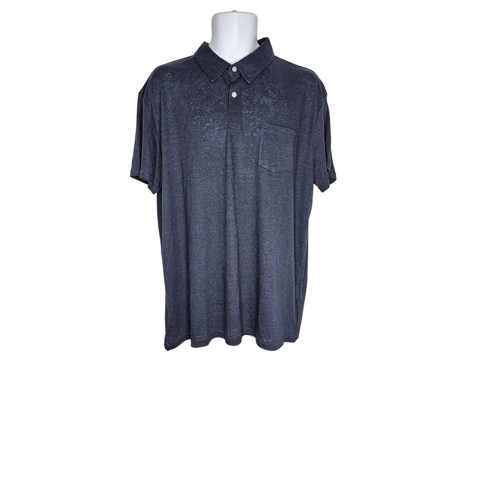 Slate & Stone Mens XXL Washed Blue‎ Short Sleeve Polo Shirt with Pocket